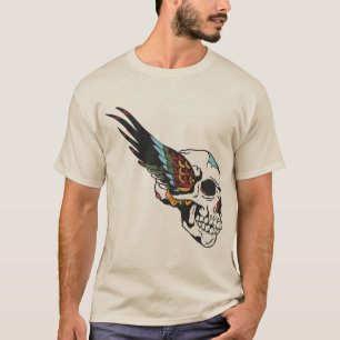 T-shirt Tattoo aile tete de mort crane aille old school