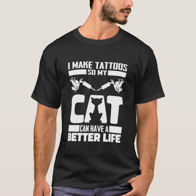T-shirt Tattoo Artist Cat Tattooer - Tattoos Tattooist (Devant)