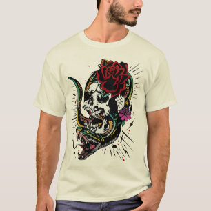T-shirt tattoo cobra serpent tete de mort crane old school