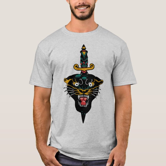 T-shirt Tattoo dague couteau poignard panthere noire old s (Devant)
