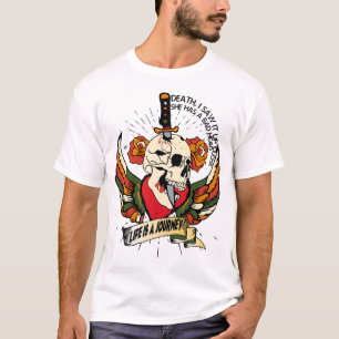 T-shirt tattoo dague tete de mort crane old school coeur a