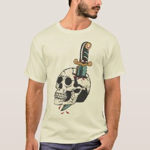 T-shirt tattoo dague transperce crane tete de mort old sch