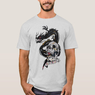 T-shirt tattoo dragon tribal tete de mort crane hipster sk