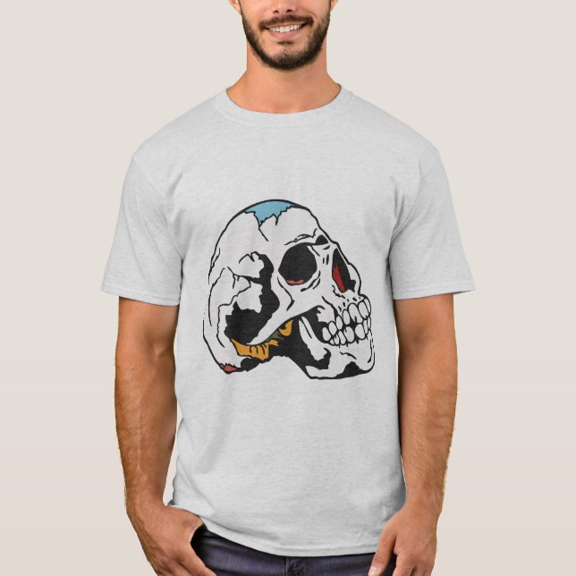 T-shirt tattoo old school crane tete de mort halloween 131 (Devant)