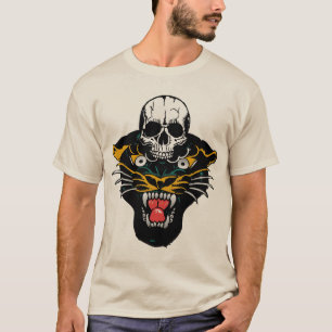 T-shirt tattoo panthere crane tete de mort noire old schoo