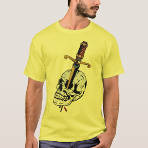 T-shirt tattoo poignard crane tete de mort dague couteau t
