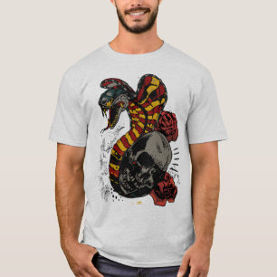 T-shirt tattoo tete de mort cobra serpent crane rose fleur
