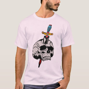 T-shirt tattoo tete de mort crane dague couteau poignard p