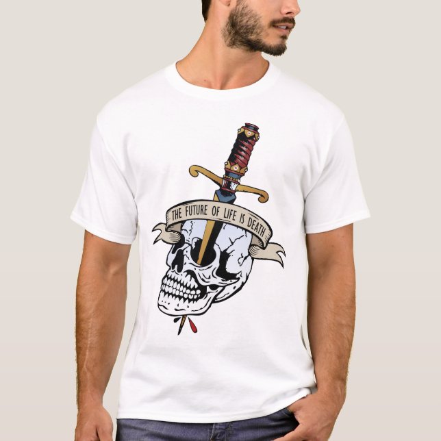 T-shirt tattoo tete de mort crane future life death citati (Devant)