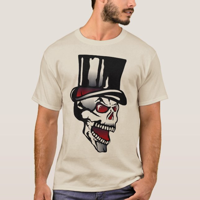 T-shirt tattoo tete de mort crane skull chapeau fantiaise  (Devant)
