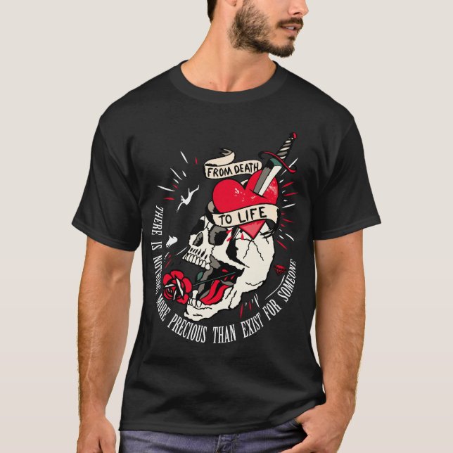 T-shirt tattoo tete de mort from death to life coeur trans (Devant)