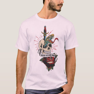 T-shirt tattoo tete de mort skulls crane rose fleur tattoo
