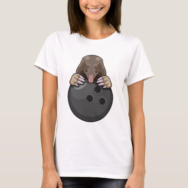 T-shirt Taupe au bowling avec boule de bowling (Devant)
