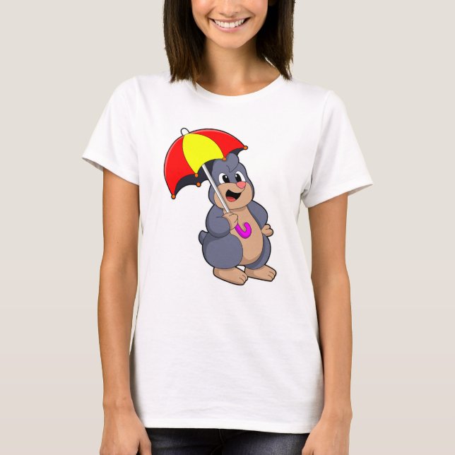 T-shirt Taupe avec Parapluie (Devant)