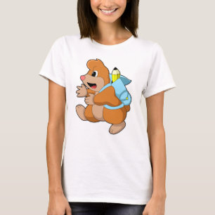 T-shirt Taupe comme élève avec cartable