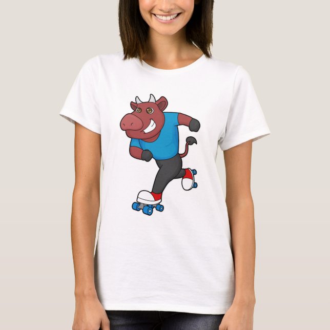 T-shirt Taureau à Patinage en ligne avec Patins à rouleaux (Devant)