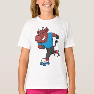 T-shirt Taureau à Patinage en ligne avec Patins à rouleaux