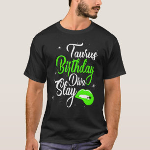 T-shirt Taureau Avril Reine Mai Fille Lip Print Anniversai