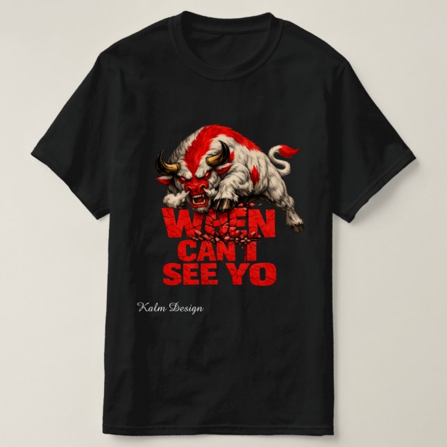 T-shirt Taureau blanc cherche un rendez-vous (Design devant)
