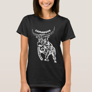 T-shirt Taureau Camargue Blanc Abstrait