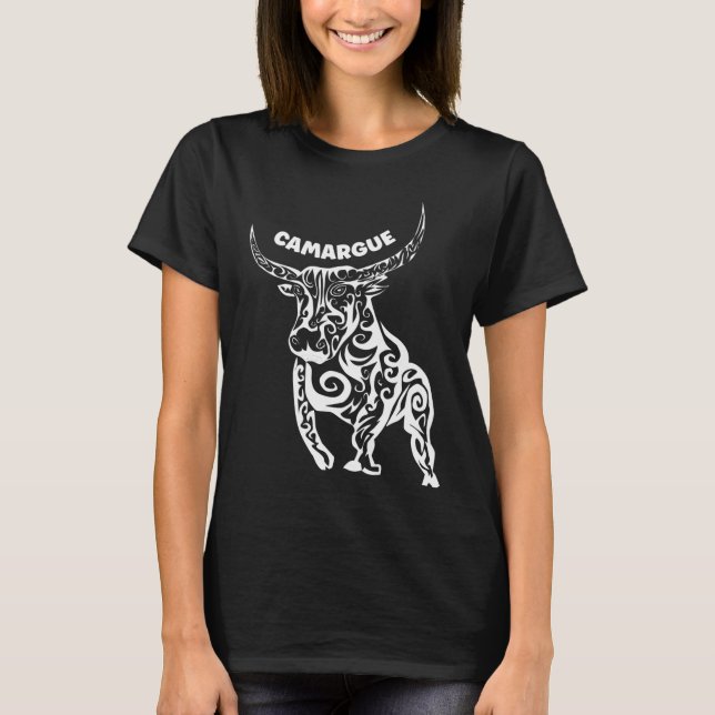 T-shirt Taureau Camargue Blanc Abstrait (Devant)