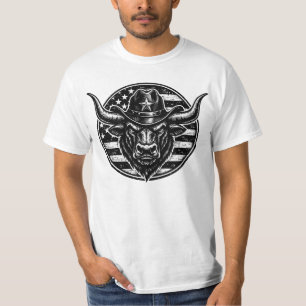 T-shirt Taureau de cow-boy patriotique Drapeau américain W
