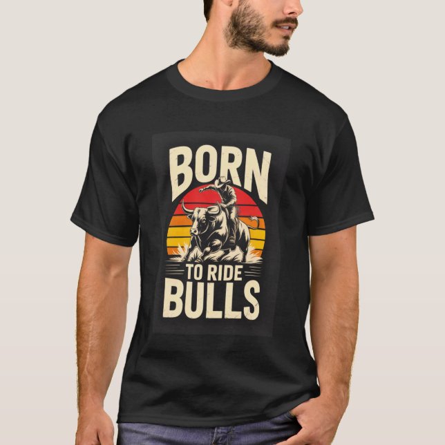 T-shirt Taureau de Rodéo de Taureaux Cavalier (Devant)