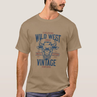 T-shirt Taureau de style vintage Texas Wild West