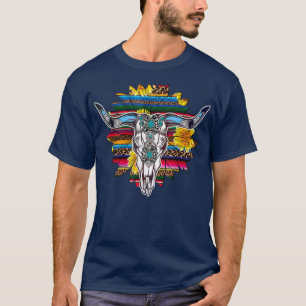 T-shirt Taureau de vache turquoise du Boho occidental