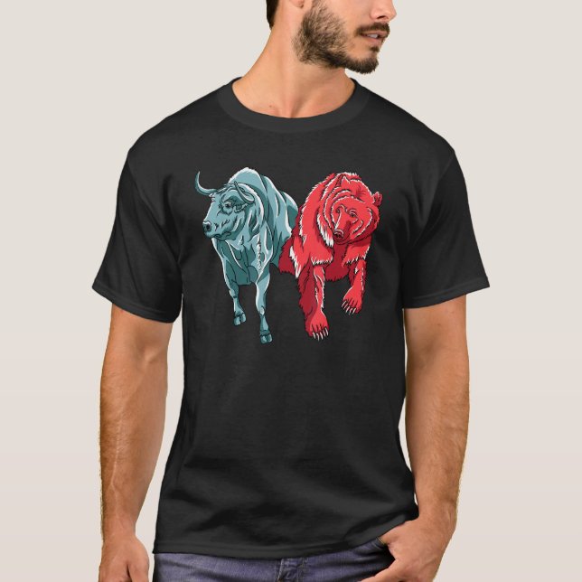 T-shirt Taureau Vs Bear Crypto Graphique Analyse Cryptomon (Devant)