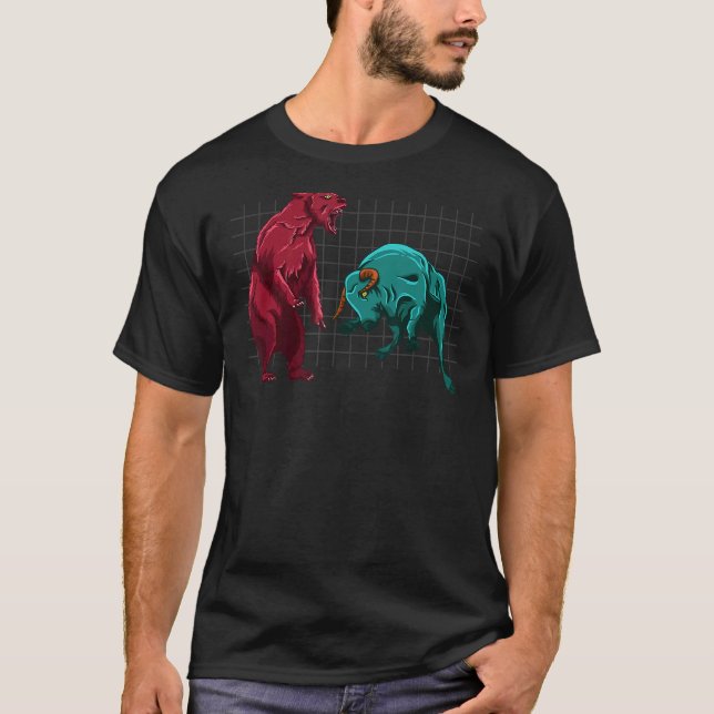 T-shirt Taureau Vs Bear Crypto Graphique Analyse Cryptomon (Devant)