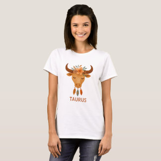 T-shirt taureau zodiaque bohème aquarelle