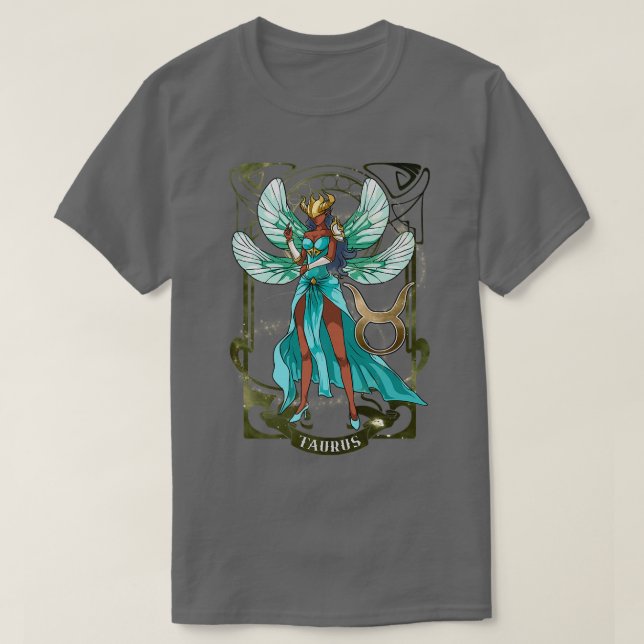 T-shirt Taurus Anime Fées d'anniversaire Fée Taurus Black  (Design devant)