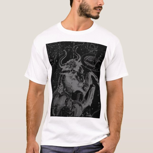T-shirt Taurus Constellation Hevelius 1690 sur Noir (Devant)