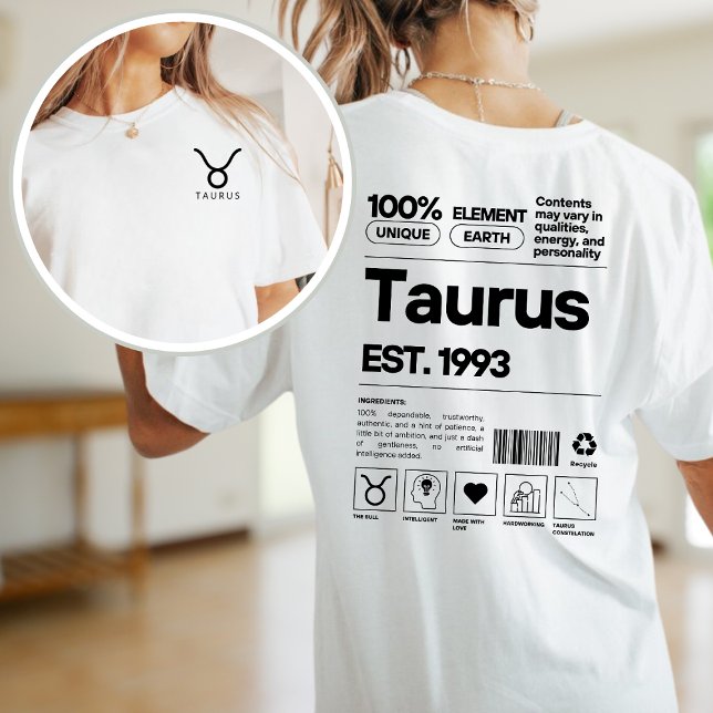 T-shirt Taurus Custom Zodiac Astrologie Anniversaire Mai (Créateur téléchargé)