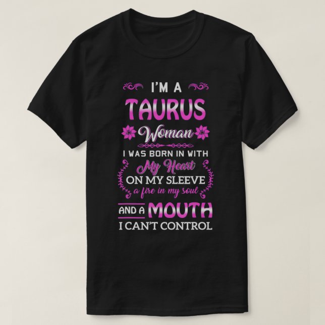 T-shirt Taurus Femme, Avril Mai Cadeaux Anniversaire Femme (Design devant)