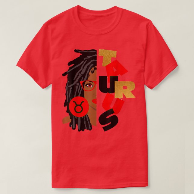 T-shirt Taurus Girl Afro Locs Girl Zodiac Signes Anniversa (Design devant)