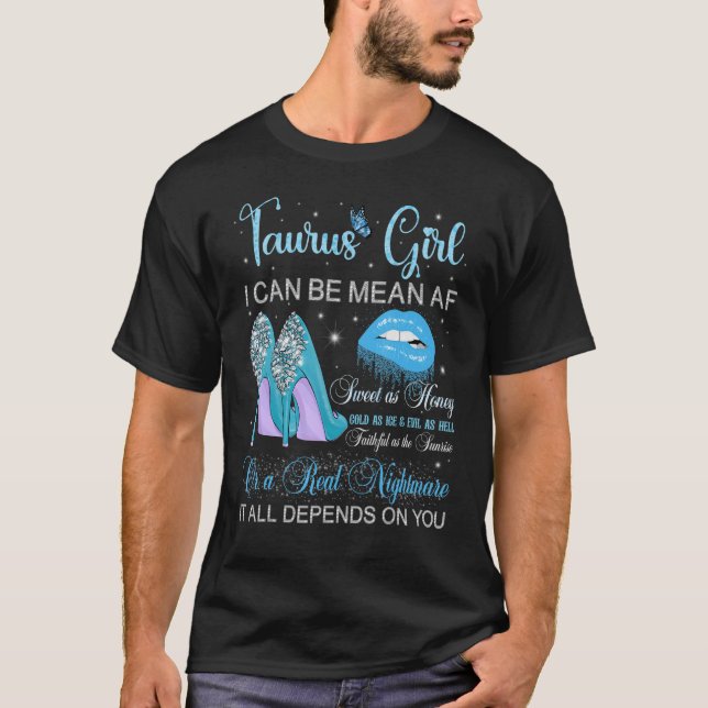 T-shirt Taurus Girl Birthday High Heels Dripping Lips Butt (Devant)