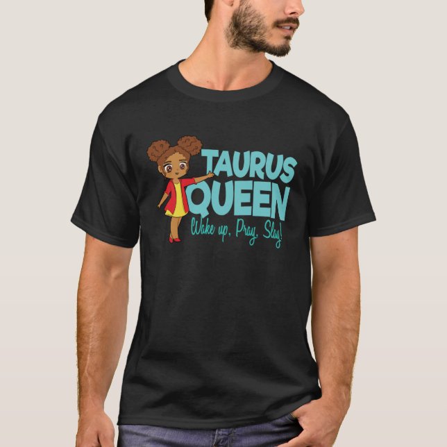 T-shirt Taurus Girl Black Queen Black Women Afro Zodiac (Devant)