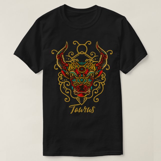T-shirt Taurus Taureau Astrologie Signe zodiaque1 (Design devant)