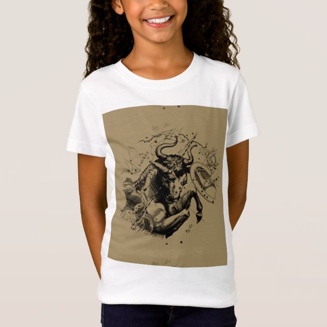 T-Shirt Taurus Zodiac Constellation Hevelius 1690 sur Taup (Devant)