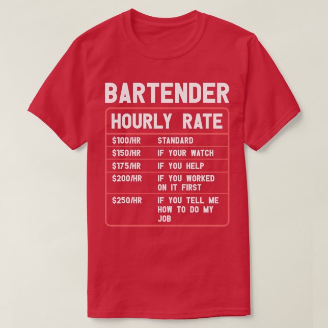T-shirt Taux horaire barman (Design devant)