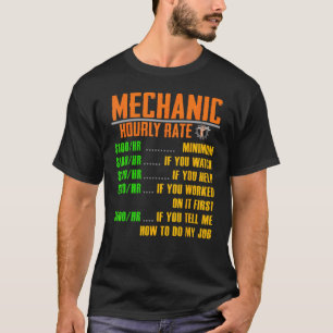 T-shirt Taux Horaire Chemise Drôle Mécanicien Cadeaux Chem
