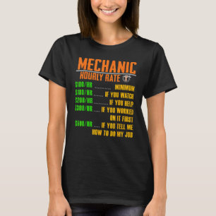 T-shirt Taux Horaire Chemise Drôle Mécanicien Chemises Cad