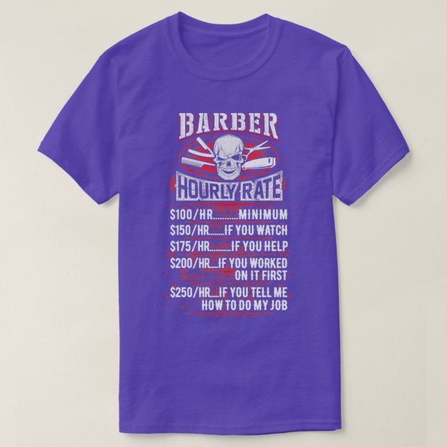T-shirt Taux horaire de Barberx27s (Design devant)