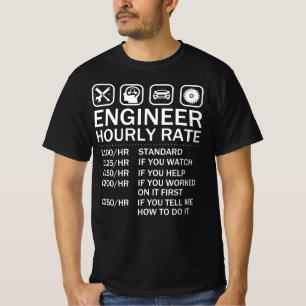 T-shirt Taux horaire de l'ingénieur Tarifs de main-d'oeuvr