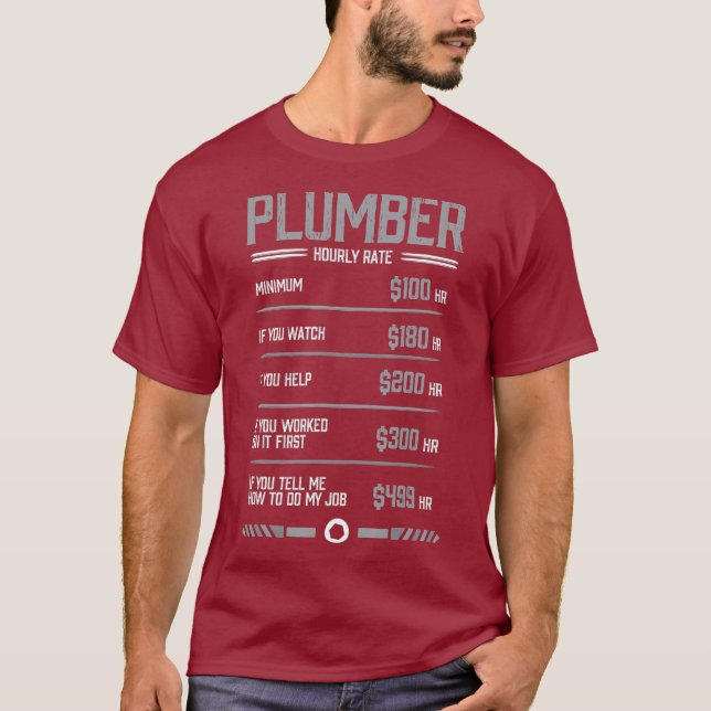 T-shirt Taux horaire de plombier amusant (Devant)