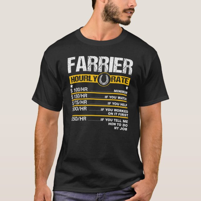 T-shirt Taux horaire des hommes Farrier Horseshoe Horsesho (Devant)