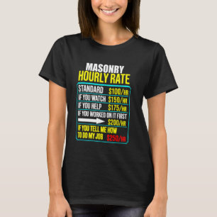 T-shirt taux horaire drôle emploi hommes humour maçon maço