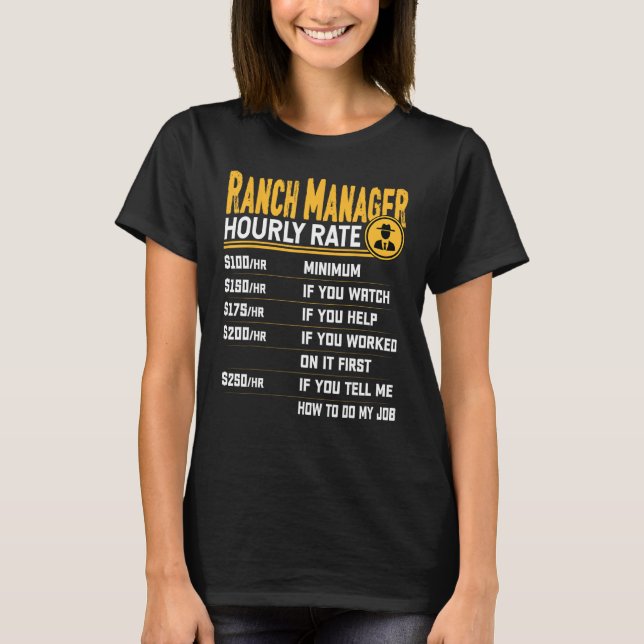 T-shirt Taux horaire du gestionnaire de ranch - Funny Ranc (Devant)